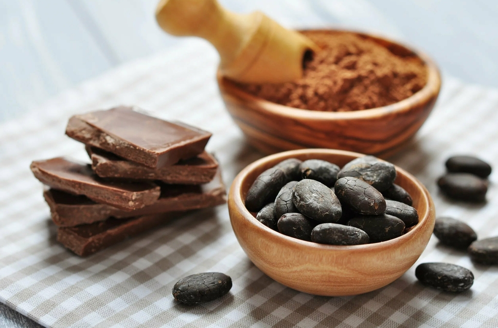 Cacaobonen en chocolade voor VOC emissie test