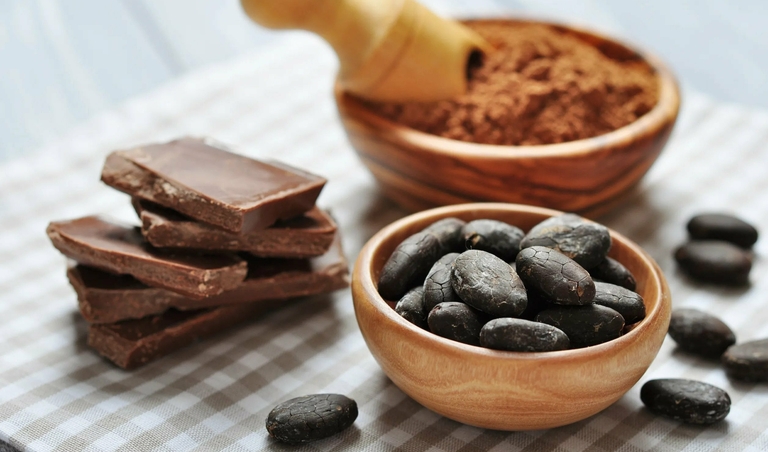 Cacaobonen en chocolade voor VOC emissie test